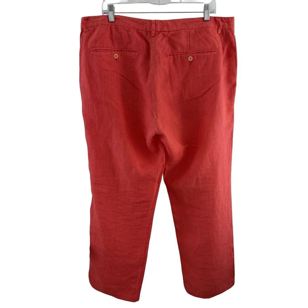 Europann Pants Mens Nantucket Red 40 x 28 100% Linen Chino Straight Lightweight